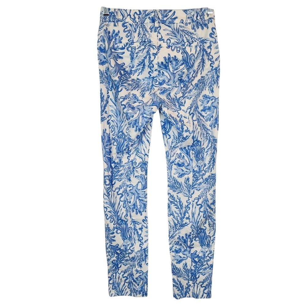 Lilly Pulitzer Kelly High Rise Skinny Ankle Pants Resort White Aqua Coral Reef‎ - Picture 3 of 12